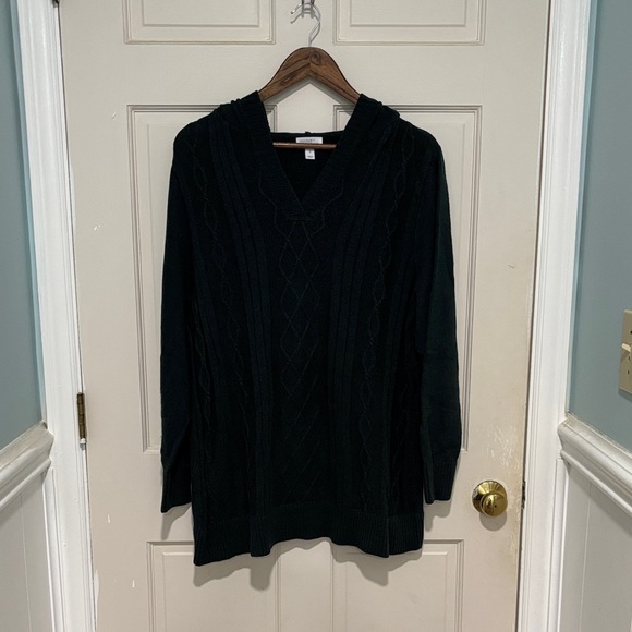 Forest Green Cable Knit Hooded sweater by Market & Spruce size 2x - Picture 1 of 5